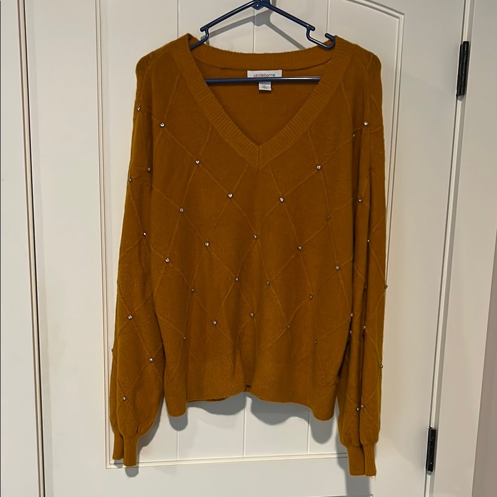 Liz Claiborne Yellow V-Neck Sweater
